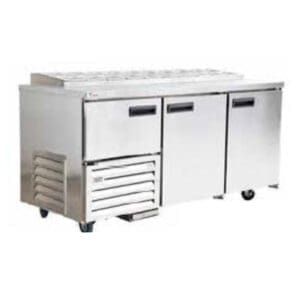 STAINLESS STEEL DOOR DOUBLE PIZZA ROW UNDERBAR FRIDGE